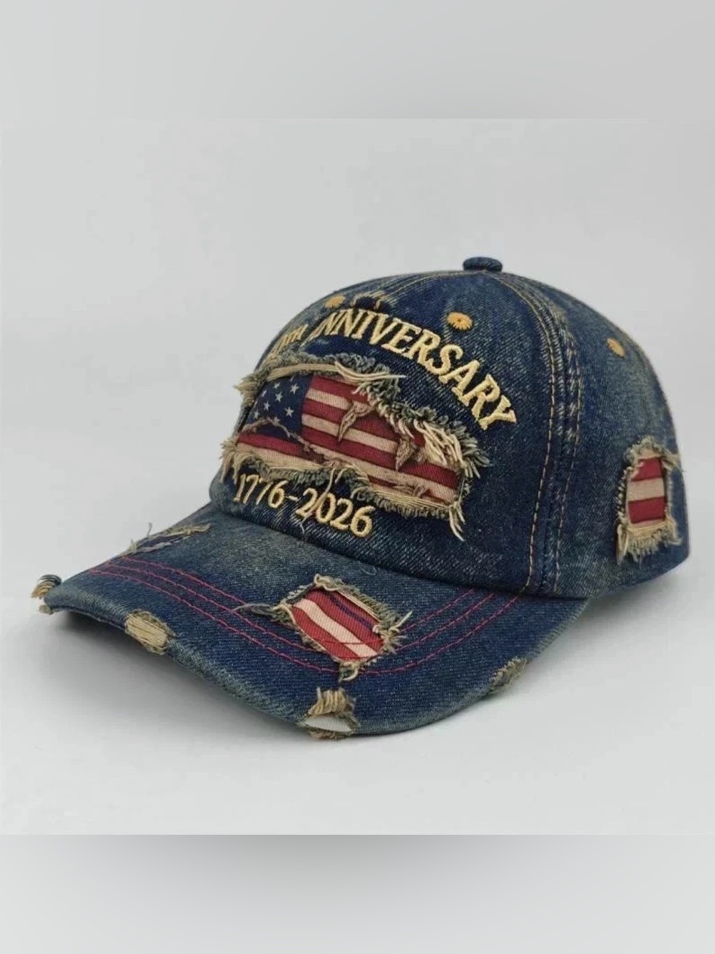 Us 250th Anniversary Hat Denim Baseball Cap Patriotic 17762026 American